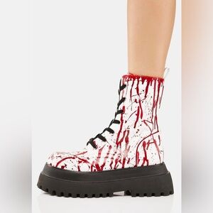 Dolls Kill TRICKZ N' TREATZ SCREAM QUEEN COMBAT BOOTS Size 9 Platform Gothic